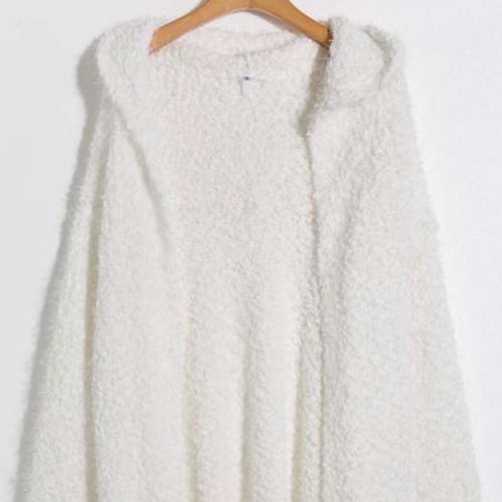 White fuzzy cardigan